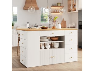 Buffet 1 porte(s)  6 tiroir(s) <strong></strong> <strong></strong> - 140 cm coloris blanc 