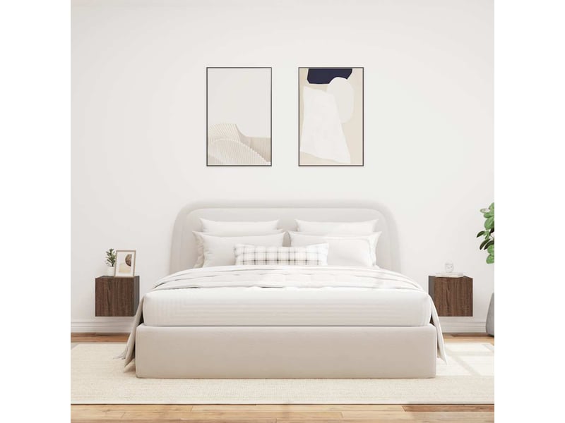 Lot de 2 meuble tv mural avec lumières led chêne marron 30,5x35x30 cm - Conforama D