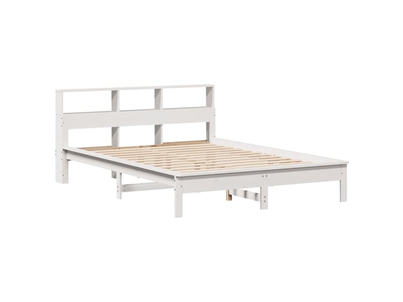 Lit double- lit adulte - cadre de lit sans matelas blanc 140x190 cm bois de pin massif - Conforama B