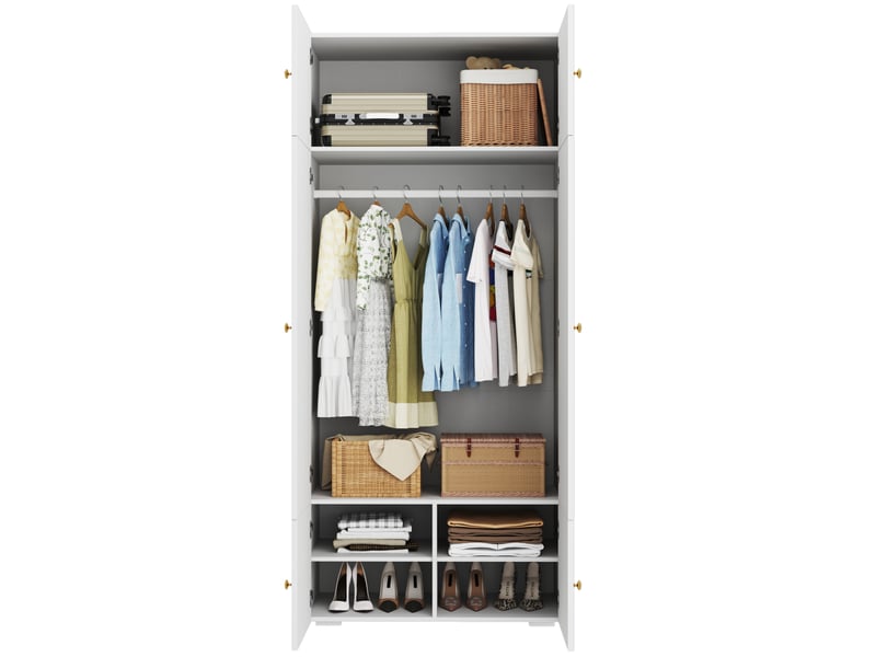 Armoire penderie 90 x 50 x 200 cm – blanche – 1 penderie et 5 niches – style moderne pour chambre et bureau - Conforama A