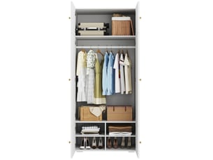 Armoire penderie 90 x 50 x 200 cm – blanche – 1 penderie et 5 niches – style moderne pour chambre et bureau