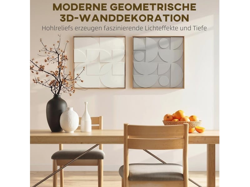  Lot de 2 décorations murales 3d géométriques 80 x 3,5 x 80 cm blanches, panneaux eva, cadre ps  - Conforama E