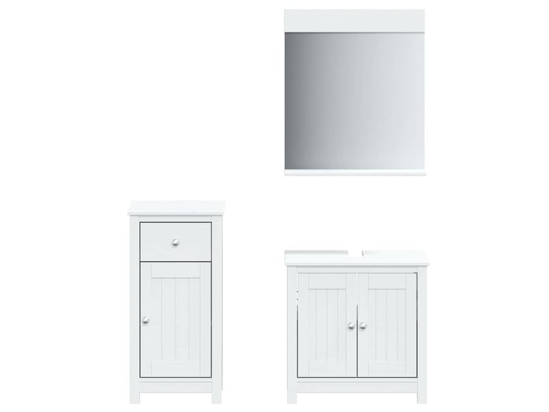 Ensembles de salle de bain, meubles de salle de bain 3 pcs berg blanc bois de pin massif cf64772 - Conforama A