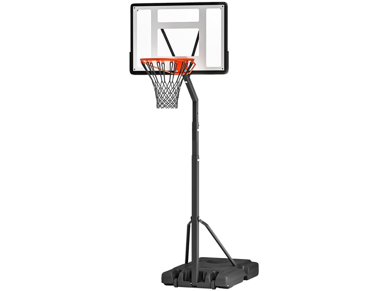  Panier de basket extérieur avec poteau panneau, base de lestage sur roulettes hauteur réglable 2,55 - 3,05 m (panier) usage intérieur extérieur noir blanc  - Conforama B