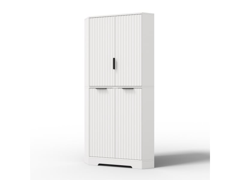  Armoire d’angle 4 portes – rangement avec étagères réglables, buffet pour salon, salle à manger ou cuisine, 60×60×172 cm  - Conforama A