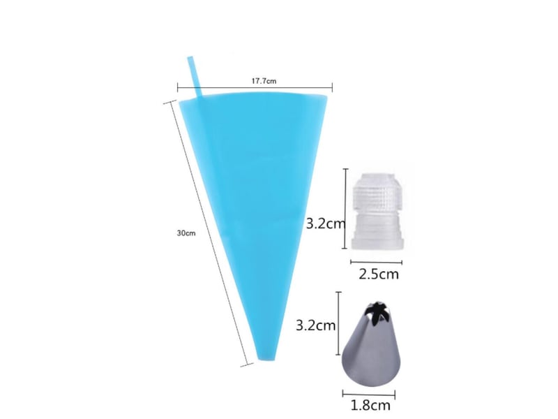 8pc kit de poche à douille professionnelle de poche à douille réutilisable-6 douilles patisserie et 1 bleu poches à douille en silicone - Conforama B