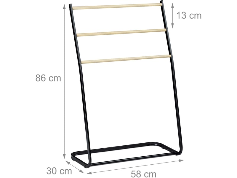  Porte-serviettes échelle design moderne salle de bain 86 x 58 x 30 cm montage facile en fer noir 13_0018170  - Conforama B
