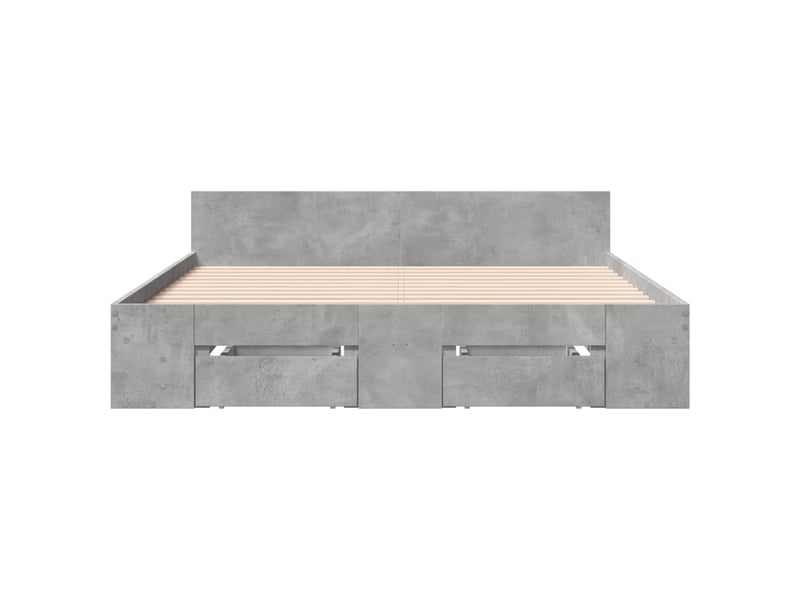  Lit double- lit adulte -  cadre de lit avec tiroirs sans matelas gris béton 135x190 cm  - Conforama C