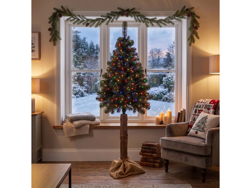  Sapin de noël artificiel springos® sur tronc naturel, pin, 180 cm  - Conforama B