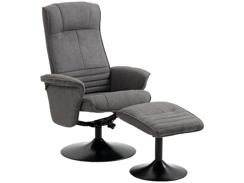  Fauteuil inclinable avec repose-pieds, dossier réglable, 69 cm x 71 cm x 104 cm, gris foncé et noir  - Conforama B
