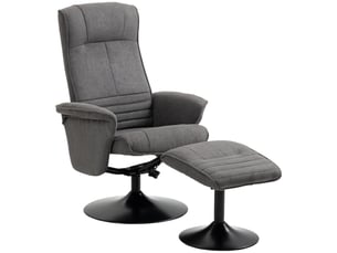 Fauteuil inclinable avec repose-pieds, dossier réglable, 69 cm x 71 cm x 104 cm, gris foncé et noir