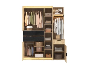 Armoire vestiaire d'entrée avec miroir et led 155x47x200 cm mdf chêne anthracite