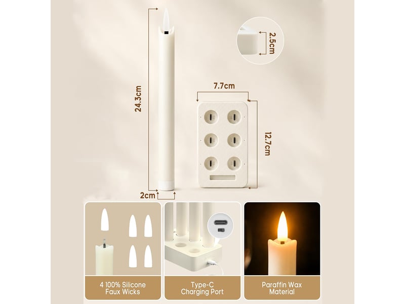  Bougies led rechargeables avec télécommande, couleur ivoire –  blanc  - Conforama D