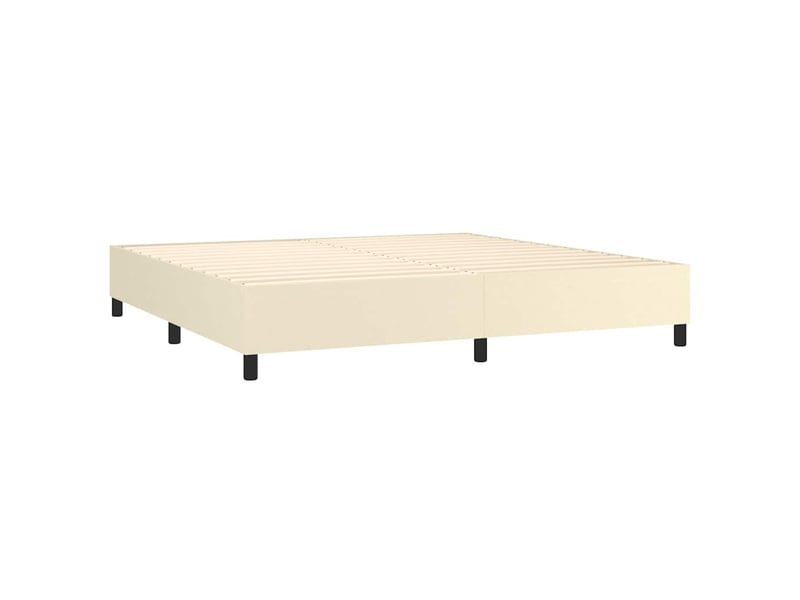  Lit double- lit adulte -  cadre de lit à lattes crème 200x200 cm similicuir  - Conforama C