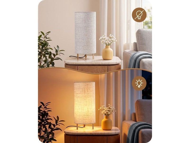  Lampe de table lot de 2 blanc abat-jour en lin 28,8 cm led e27 2700k 370618_AACUS34138_6_DROPFR - Conforama E