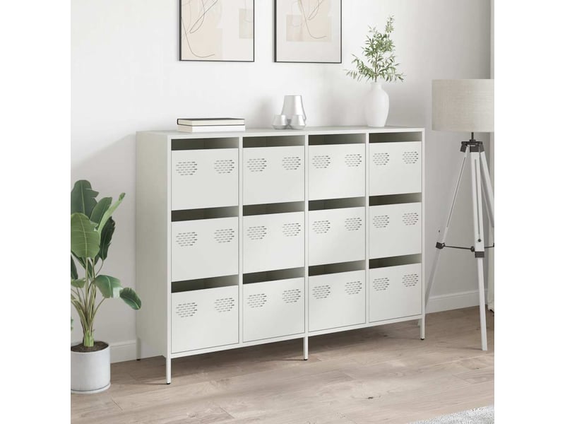  Buffet - bahut - meuble de rangement blanc 135x39x103,5 cm acier laminé à froid  - Conforama C