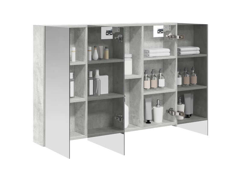 Armoire miroir salle de bain, meuble de rangement gris béton 100x14.5x70 cm - Conforama C