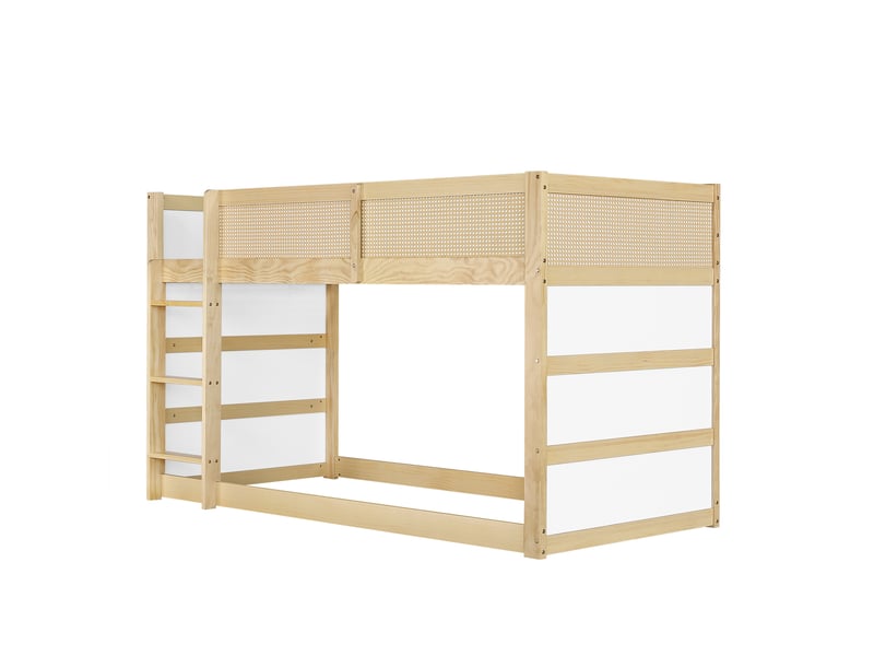 Lit mezzanine enfant,90x200 cm,avec led,bois et mdf,naturel et blanc - Conforama A