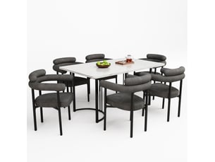 Lot de 6 chaises de salle à manger rembourrées gris foncé evryae