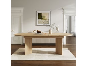Table extensible 160200 x 90 cm adaptée à 6 à 8 personnes coins arrondis plateau épaissi style simple couleur chêne