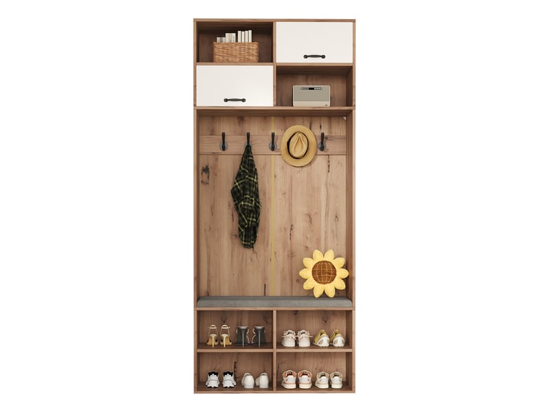  Portemanteau avec banc et rangement 80 x 185 cm en panneau de particules  - Conforama W