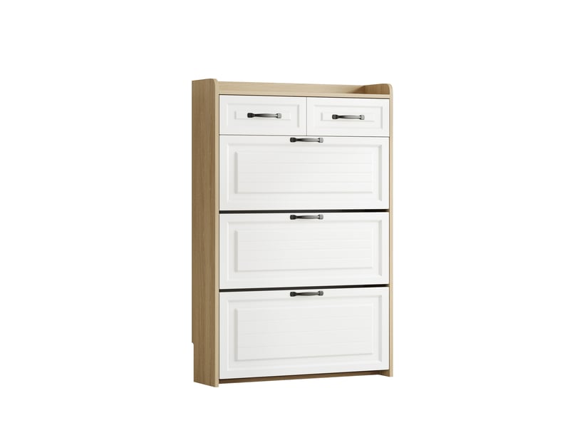  Meuble à chaussures, 80x23,5x131 cm, 3 portes, 2 tiroirs, pour entréesalon, bois  - Conforama A