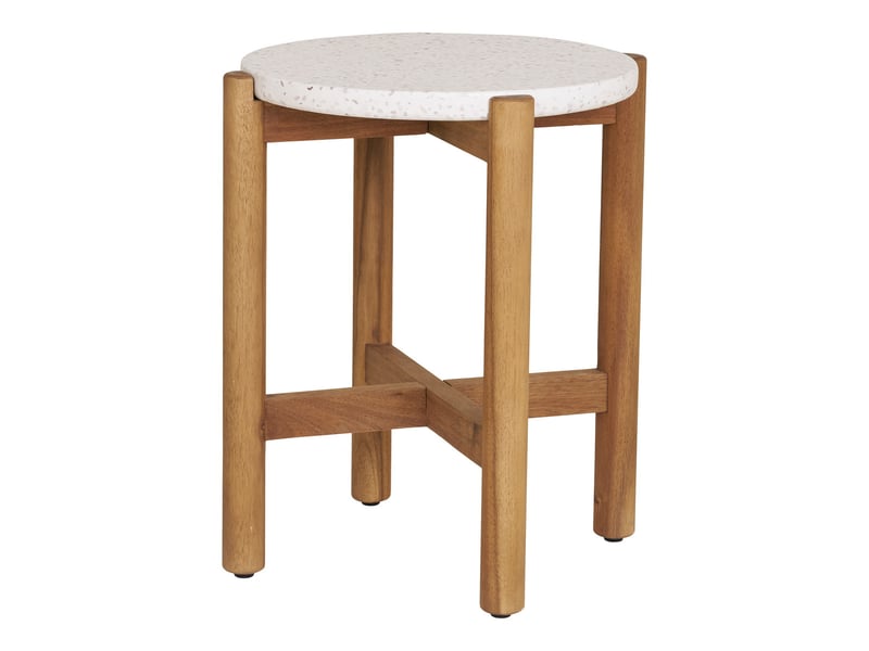  Terracina - table d'appoint en acacia et terrazzo blancnaturel ø37x48 cm  - Conforama C