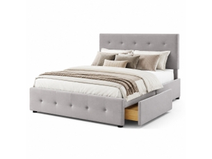 Lit avec rangement 140x200 cm ULEVR   coloris gris