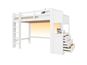 Lit mezzanine 90x200 cm <strong>HAUSS SPOLE</strong>  <strong></strong> coloris blanc