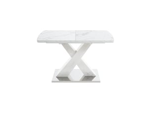 Table à manger extensible mdf effet marbre blanc 120-160 x 80 x 76.5 cm