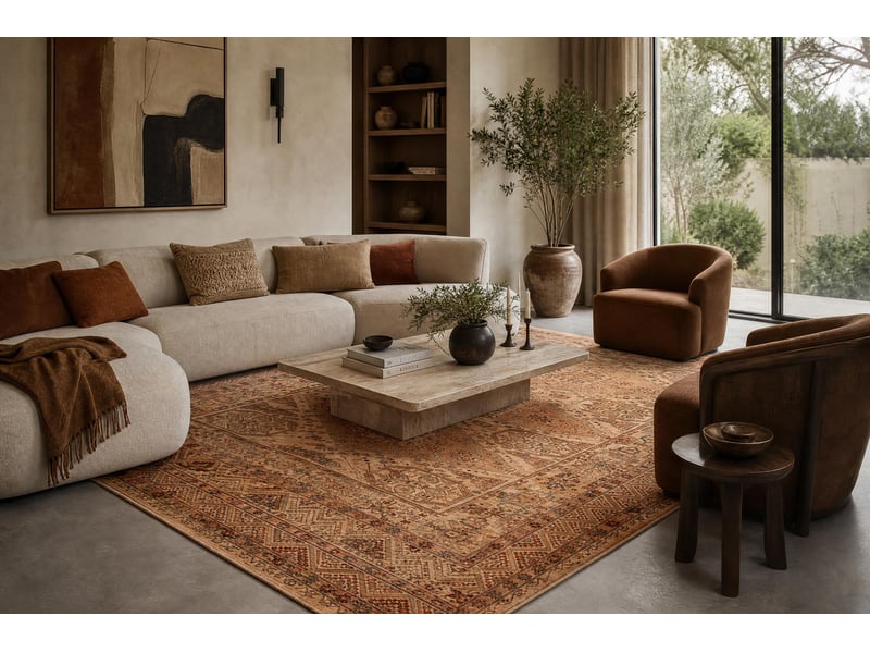  Tapis en laine kashqai 4308 100 oriental, ornement, cadre couleur saumon   bordeaux 135x200 cm  - Conforama E