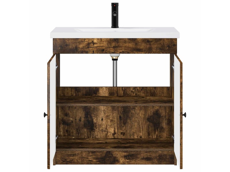  Ensemble de mobilier de salle de bain chêne fumé shl8274  - Conforama C