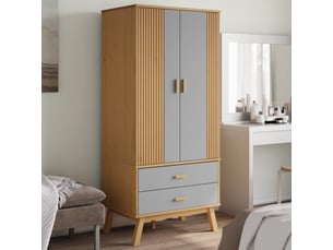 Garde-robe, armoire de rangement olden gris et marron 76,5x53x172 cm bois massif pin
