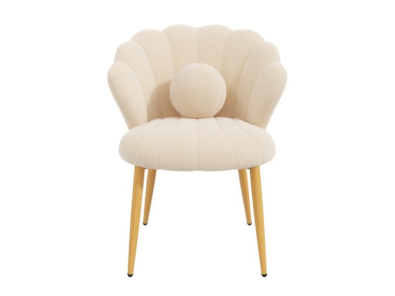  Lot de 4 chaises – rembourrées – pieds en métal doré – beige  - Conforama W