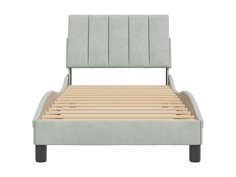  Lit simple- lit adulte -  cadre de lit sans matelas hanko gris clair 80x200 cm velours  - Conforama D