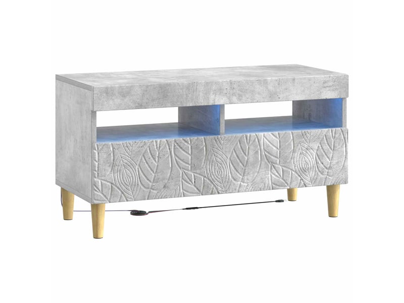  Ensemble de 3 meubles tv - banc tv - meuble de rangement led delft gris béton bois d'ingénierie  - Conforama E