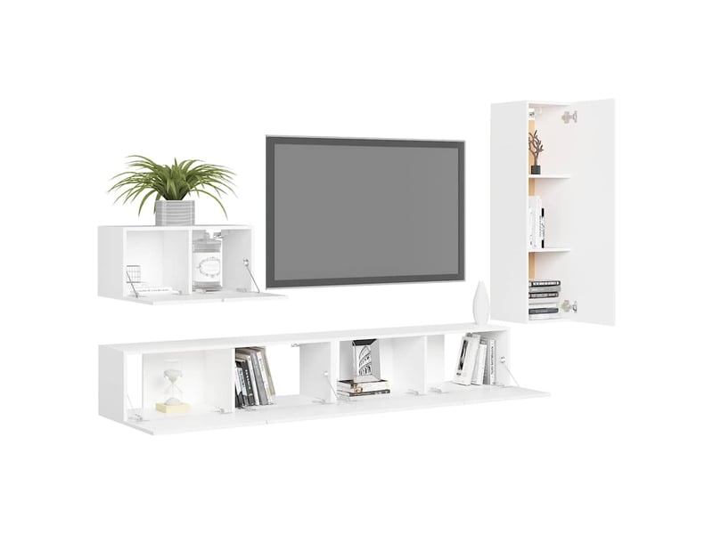  Ensemble de meubles tv 4 pcs blanc bois d'ingénierie shl27779  - Conforama C