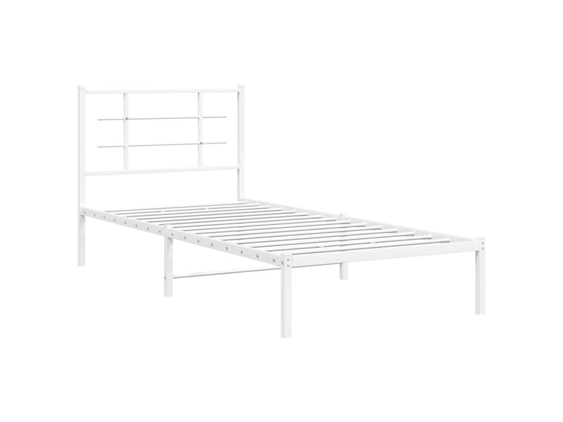  Lit simple- lit adulte -  cadre de lit métal sans matelas avec tête de lit blanc 90x190cm  - Conforama B