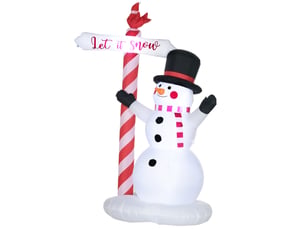 Bonhomme de neige gonflable avec pancarte 3 led polyester imperméable hauteur 213 cm blanc