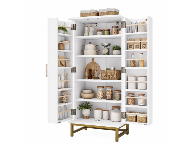  Armoires de cuisine, buffets de rangement, buffets - idéal pour petites pièces dans le salon ou la salle à manger, avec étagères réglables, blanc  - Conforama A