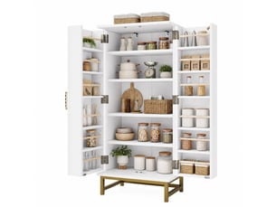 Armoires de cuisine, buffets de rangement, buffets - idéal pour petites pièces dans le salon ou la salle à manger, avec étagères réglables, blanc