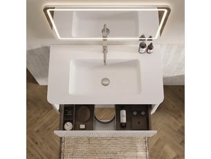 Ensemble meuble vasque suspendu 80 cm blanc avec miroir led