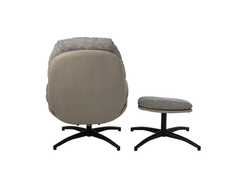  Fauteuil avec pouf repose-pieds vesna 102cm gris  - Conforama D