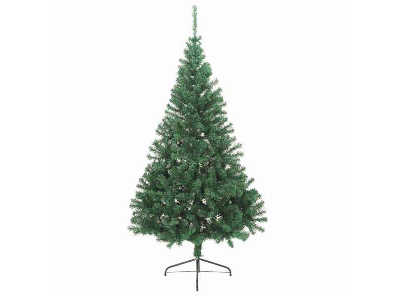  Sapin de noël artificiel, arbre de noël moitié avec support vert 240 cm pvc  - Conforama C