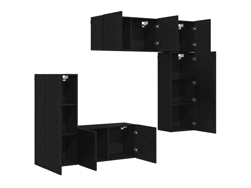  Unité murale de tv 5 pcs chêne noir bois d'ingénierie shl69184  - Conforama E