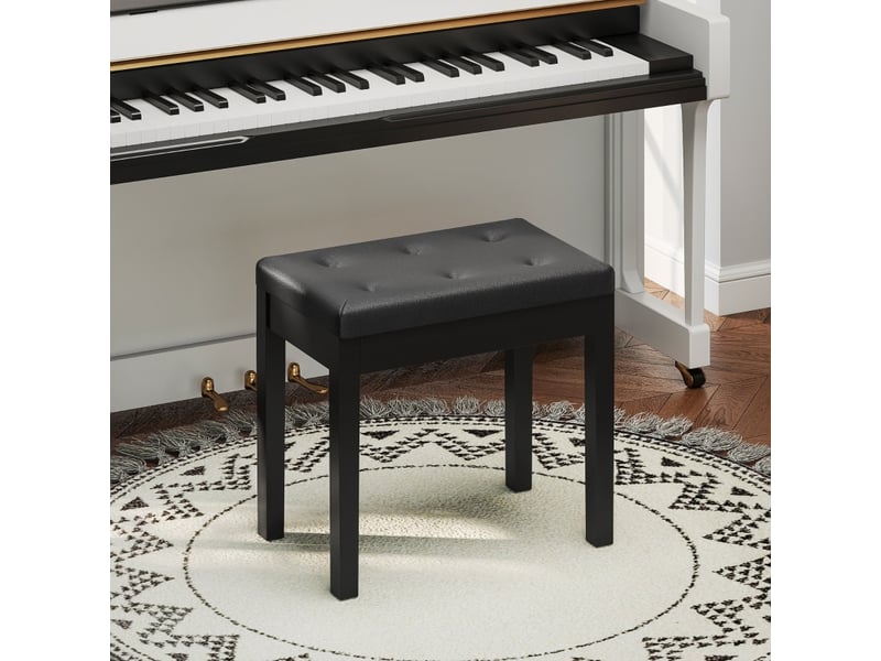  Banc de piano, tabouret de piano avec espace de rangement, pieds en bois, banc de piano en simili cuir, noir, 55 x 34 x 50 cm F12-018V00BK - Conforama B