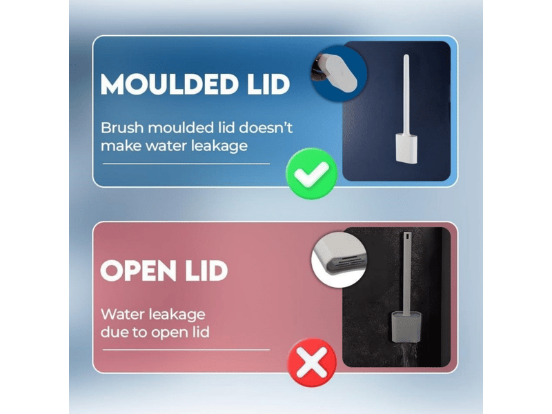  Brosse wc avec support, brosse wc flexible en tpr, sans perçage. Fixation murale ou sur pied (noir et blanc).  - Conforama E