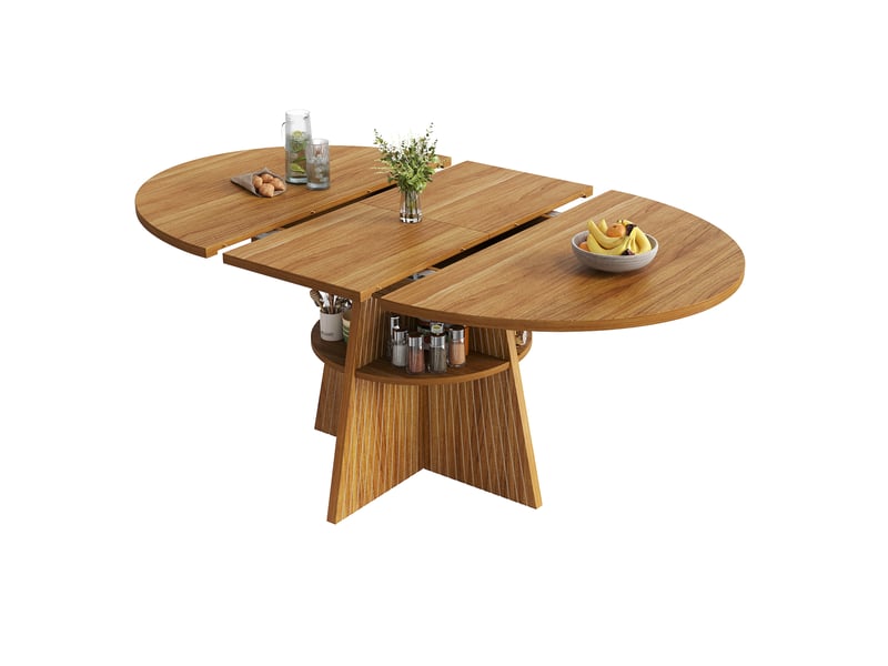  Table à manger extensible 110-150x110 cm mdf brun foncé avec rangement  - Conforama A