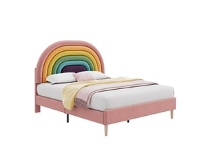 Lit 2 places 140x200 cm <strong>MERAX</strong> <strong>lit enfant rose</strong> coloris rose