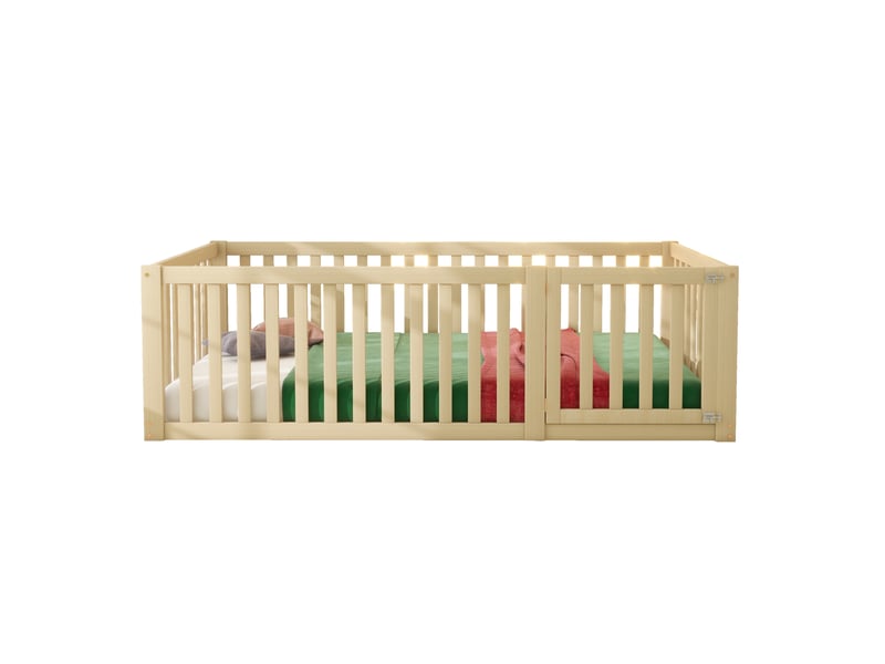  Lit enfant au sol 90x200 avec barrière et portillon evryae  - Conforama A